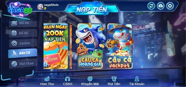 Câu cá Jackpot là một trong những game bắn cá hấp dẫn tại Saga88