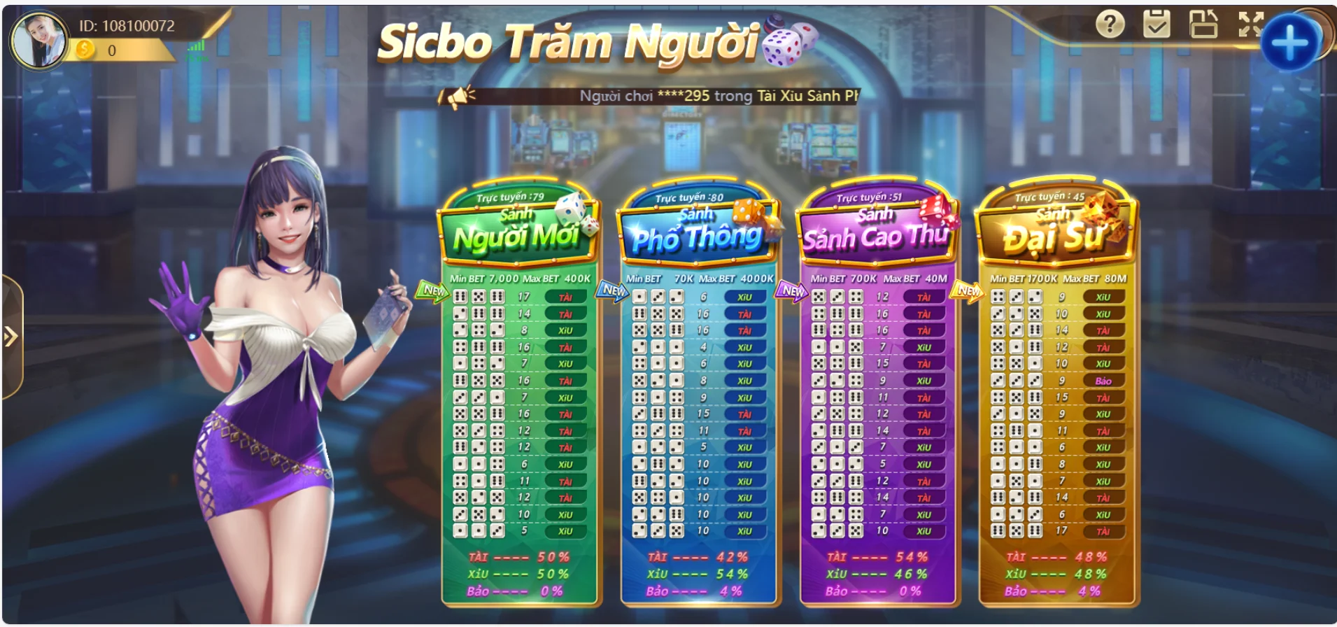 Giao diện chơi Sicbo tại Saga88