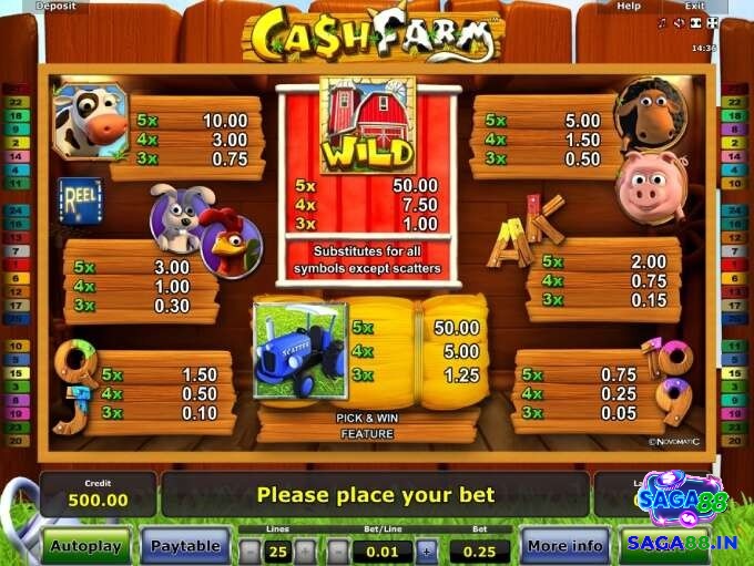 Các biểu tượng liên quan đến trang trại là biểu tượng chính của Cash Farm slot