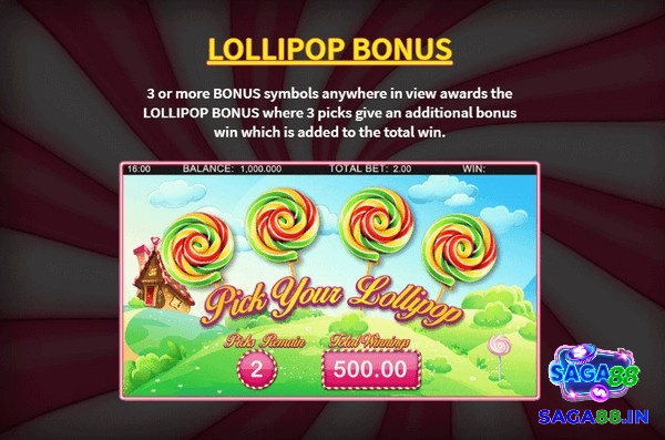 Có từ 3 biểu tượng Bonus giúp bạn kích hoạt Lollipop Bonus