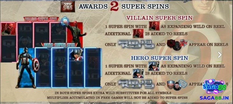 2 Super Spins trong trò chơi là Villain Super Spin và Hero Super Spin